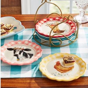 Pioneer Woman Novelty 7-Piece Appetizer Plate Set with Wire Rack